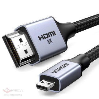 Kabel Ugreen HD164 15516 micro HDMI / HDMI 2.1 8K 1m - szary