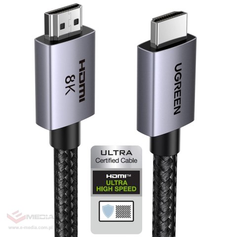 Kabel Ugreen HD171 35376 ze złączami HDMI 2.1 8K certyfikowany 5 m - szary