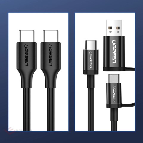 Kabel Ugreen US286 USB-C - USB-C 3A 480Mb/s 3m - czarny