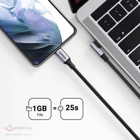 Kabel Ugreen US334 70645 USB-C (kątowy) / USB-C (prosty) 100W PD 2m - czarny