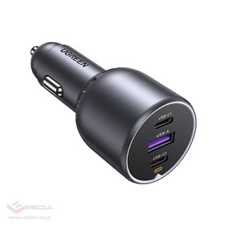 Ładowarka Ugreen EC705 samochodowa 130W 2x USB-C 1x USB-A - szara