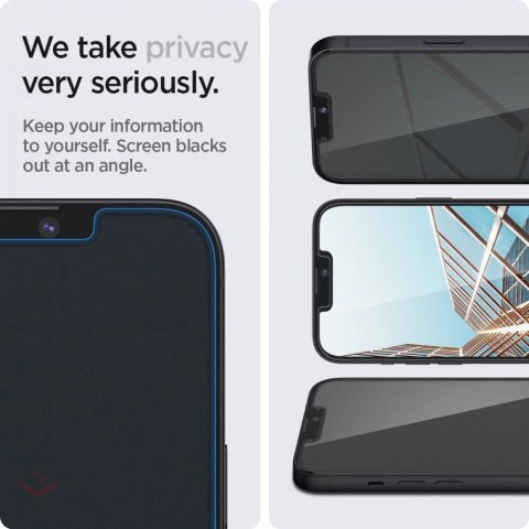 Szkło hartowane Spigen Glas.tR EZ Fit Privacy na iPhone 13 / 13 Pro / 14 - 2 szt.