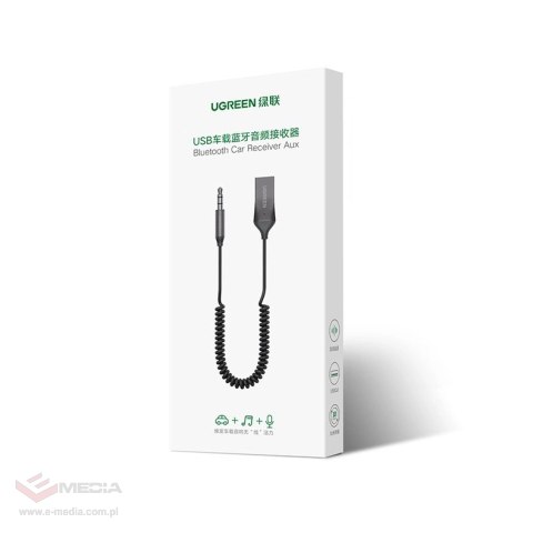 Ugreen odbiornik dźwięku Bluetooth 5.3 kabel USB adapter audio AUX jack czarny (70601 CM309)