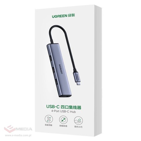 Ugreen rozdzielacz HUB USB Typ C - 4x USB 3.2 Gen 1 srebrny (CM473 20841)