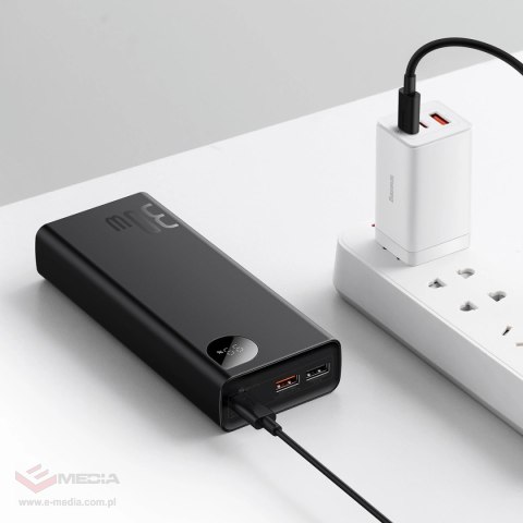 Baseus Adaman powerbank 20000mAh 30W czarny + kabel USB Typ C (PPAD030001)