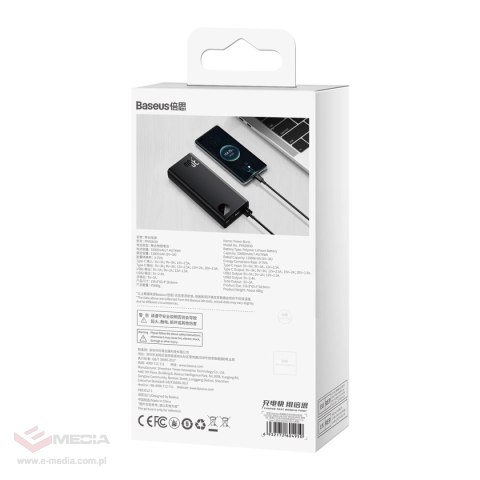 Baseus Adaman powerbank 20000mAh 30W czarny + kabel USB Typ C (PPAD030001)