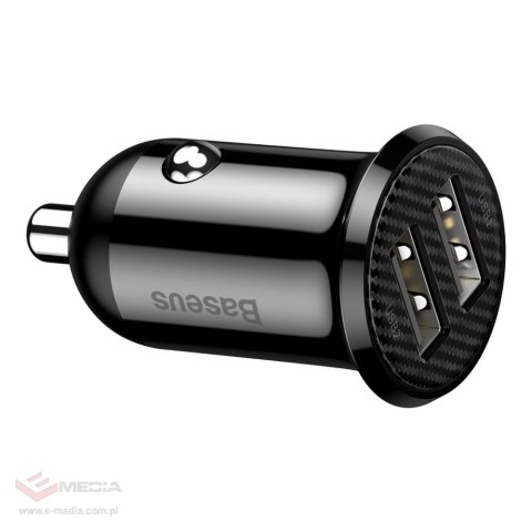 Baseus Grain Pro ładowarka samochodowa 2x USB 4,8 A czarny (CCALLP-01)