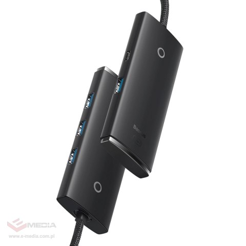 Baseus Lite Series przejściówka HUB USB Typ C - 4x USB 3.0 1m czarny (WKQX030401)