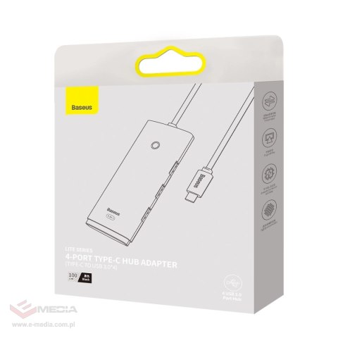 Baseus Lite Series przejściówka HUB USB Typ C - 4x USB 3.0 1m czarny (WKQX030401)