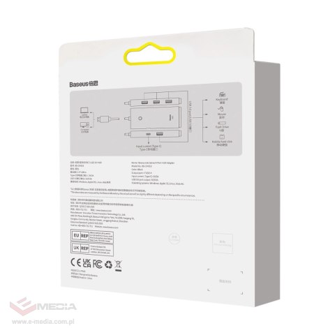 Baseus Lite Series przejściówka HUB USB Typ C - 4x USB 3.0 1m czarny (WKQX030401)