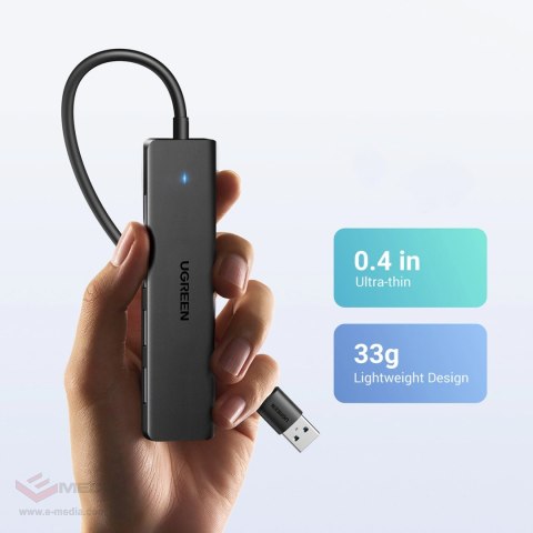 HUB Ugreen CM219 35574 z 4 portami USB-A 3.0 i kablem USB-A 3.0 1m - czarny