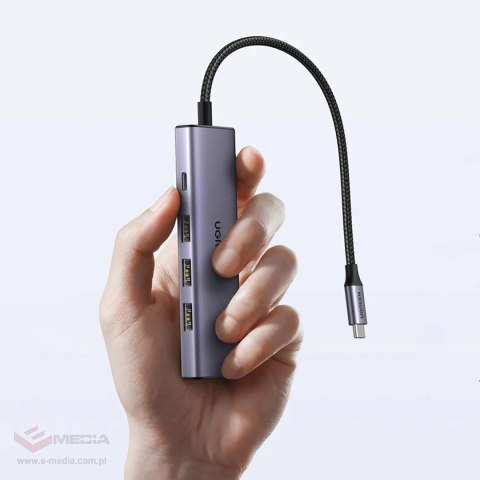 HUB Ugreen CM511 15597 5w1 USB-C - USB-C PD / HDMI / 3x USB-A 3.0 - szary