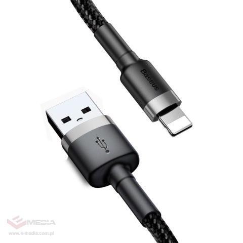 Kabel Baseus Cafule USB-A / Lightning 2.4A QC 3.0 1 m - czarno-szary