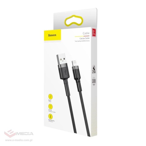 Kabel Baseus Cafule USB-A / Lightning 2.4A QC 3.0 1 m - czarno-szary