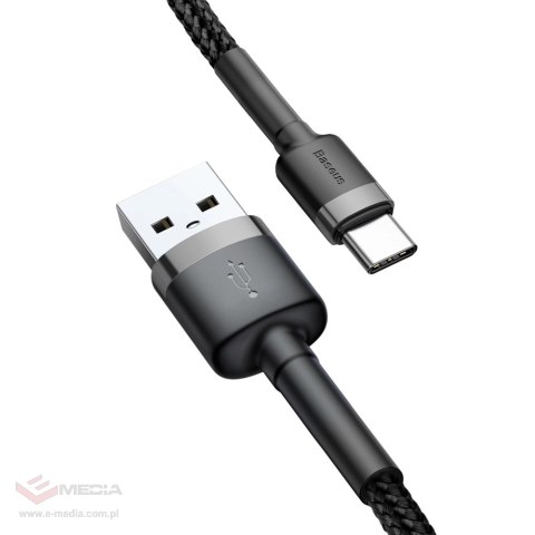 Kabel Baseus Cafule USB-A / USB-C QC 3.0 3A 1 m - czarno-szary