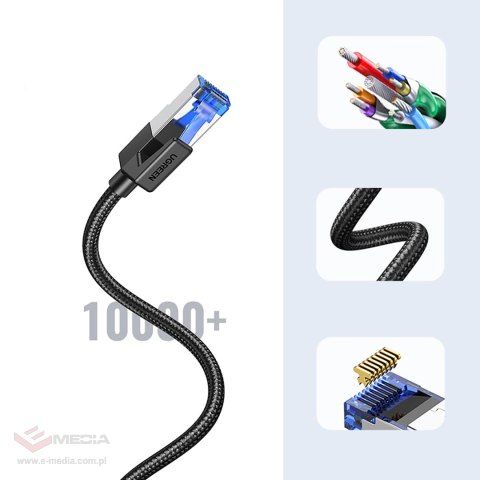 Kabel Ugreen NW153 Ethernet RJ45 Cat8 miedziany rdzeń 1.5m - czarny