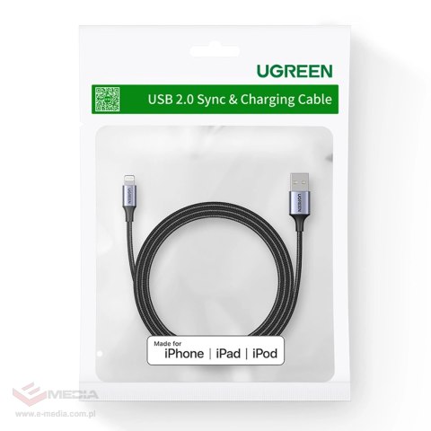 Kabel Ugreen US199 60158 USB-A / Lightning MFi 2m - czarny