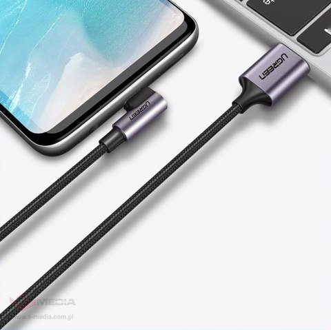 Kabel Ugreen US284 70255 USB-A (prosty) / USB-C (kątowy) 3A 3m - szary