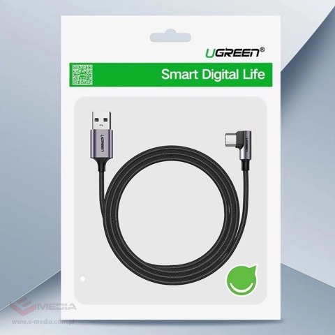 Kabel Ugreen US284 70255 USB-A (prosty) / USB-C (kątowy) 3A 3m - szary