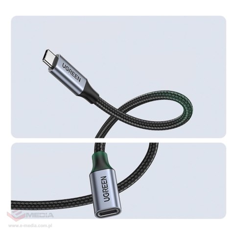 Kabel Ugreen US372 80810 USB-C - USB-C PD QC 100W 5A 10Gbps 0.5m - szary