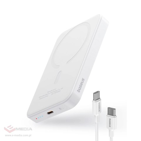 Mini powerbank Baseus 5000mAh 20W + kabel USB-C (20V/3A) - biały