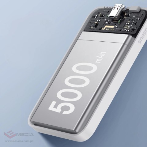 Mini powerbank Baseus 5000mAh 20W + kabel USB-C (20V/3A) - biały