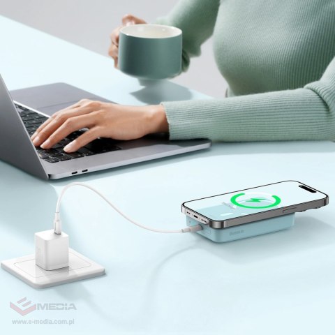 Powerbank Baseus Magnetic Mini indukcyjny 10000mAh 30W - niebieski + kabel USB-C - USB-C