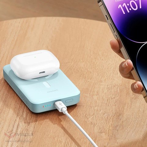 Powerbank Baseus Magnetic Mini indukcyjny 10000mAh 30W - niebieski + kabel USB-C - USB-C