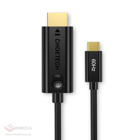 Choetech jednokierunkowy kabel adapter przejściówka z USB Typ C (męski) na HDMI 2.0 (męski) 4K 60Hz 1,8m czarny (CH0019)