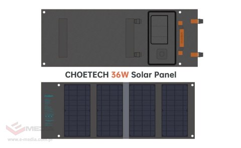 Choetech turystyczna ładowarka solarna USB, USB C 36W QC PD szara (SC006)