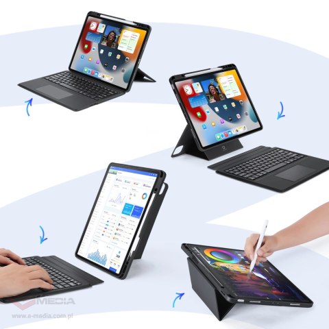 Etui z klawiaturą Bluetooth Dux Ducis DK Series do Apple iPad Pro 12.9 (2020/2021/2022) - czarne