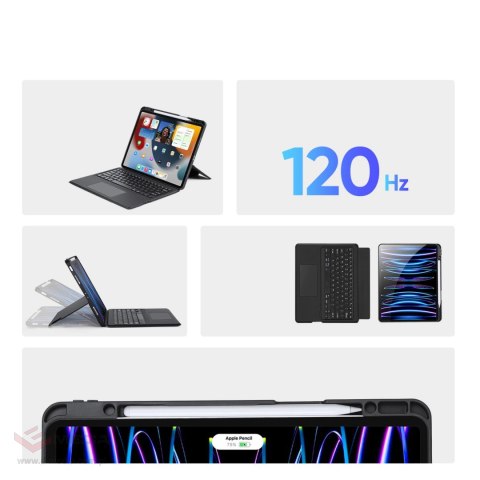 Etui z klawiaturą Bluetooth Dux Ducis DK Series do Apple iPad Pro 12.9 (2020/2021/2022) - czarne