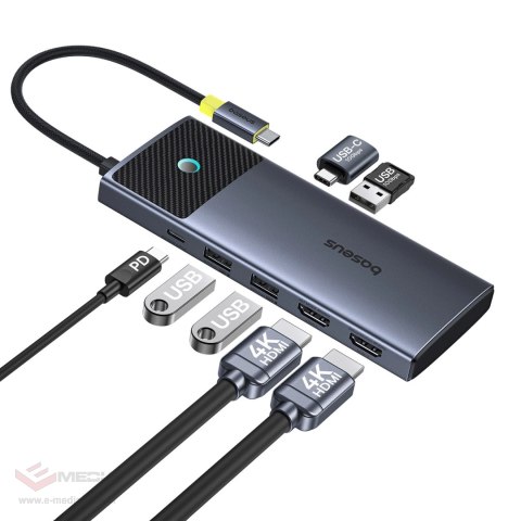 HUB Baseus Metal Gleam Series II 7w1 USB-C - USB-C PD100W / 2x USB-A / 2x HDMI 4K / USB-A 3.0 / USB-C 3.0