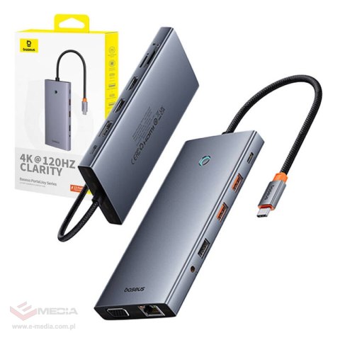 Hub 13w1 Baseus PortalJoy USB-C do HDMI+DP+VGA+C+USB+PD+RJ45+SD/TF+3.5mm (szary)