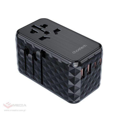 Adapter podróżny Choetech PD6028 EU / US / AUS / UK 2x USB-C 2x USB-A 100W - czarny