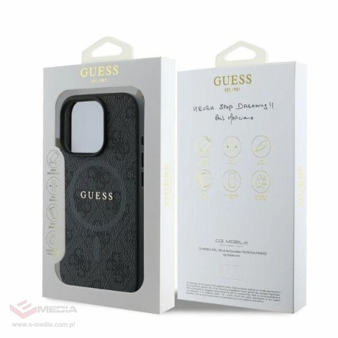 Etui Guess 4G Ring Classic Logo MagSafe na iPhone 16 Pro Max - czarne