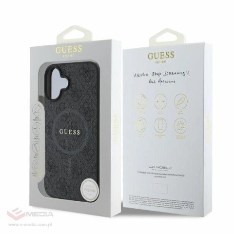 Etui Guess 4G Ring Classic Logo MagSafe na iPhone 16 - czarne