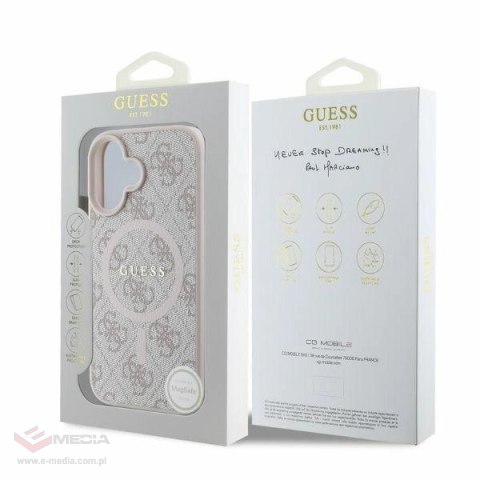 Etui Guess 4G Ring Classic Logo MagSafe na iPhone 16 - różowe