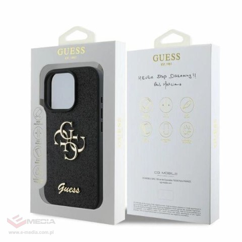 Etui Guess Fixed Glitter Big 4G na iPhone 16 Pro Max - czarne