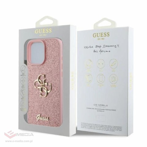 Etui Guess Fixed Glitter Big 4G na iPhone 16 Pro Max - różowe