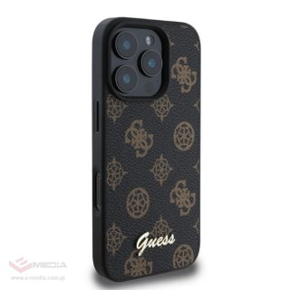 Etui Guess Peony Script MagSafe na iPhone 16 Pro Max - czarne