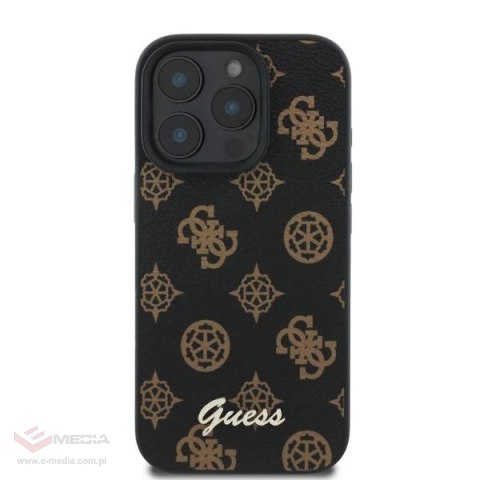 Etui Guess Peony Script MagSafe na iPhone 16 Pro Max - czarne