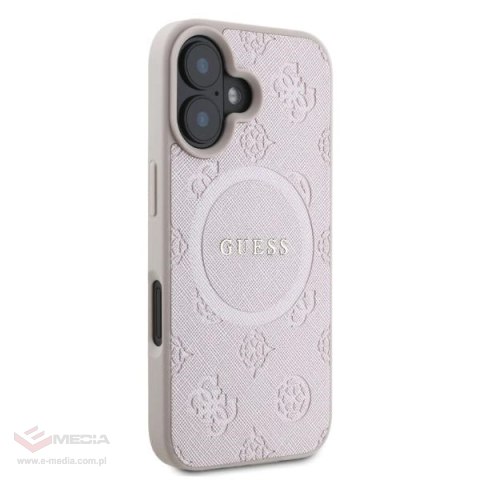 Etui Guess Saffiano Peony Classic Logo MagSafe na iPhone 16 - różowe