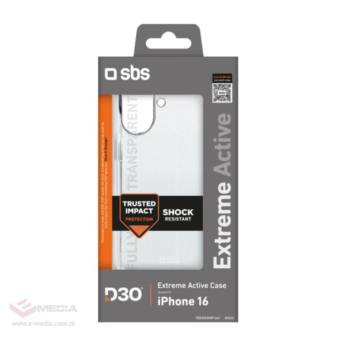 Etui SBS Extreme Active D3O do iPhone 16 - przezroczyste