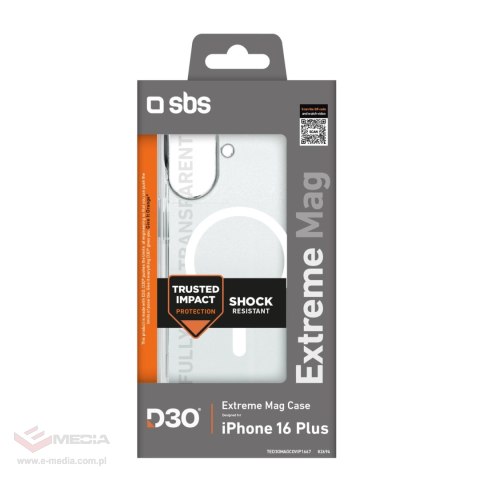 Etui SBS Extreme Mag D3O MagSafe do iPhone 16 Plus - przezroczyste