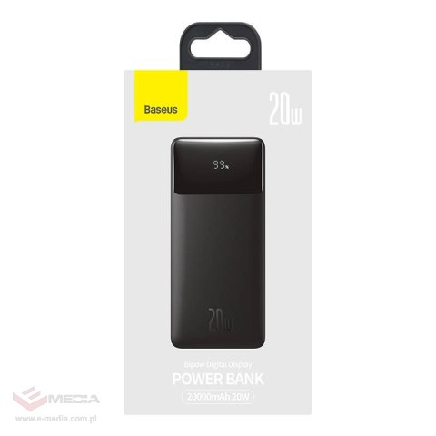 Powerbank Baseus Bipow 20000mAh, 2xUSB, USB-C, 20W (czarny)