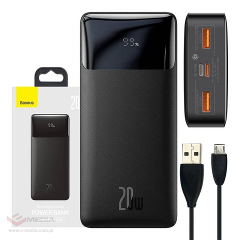 Powerbank Baseus Bipow 20000mAh, 2xUSB, USB-C, 20W (czarny)