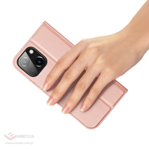 Etui z klapką i portfelem Dux Ducis Skin Pro do iPhone 15 - różowe