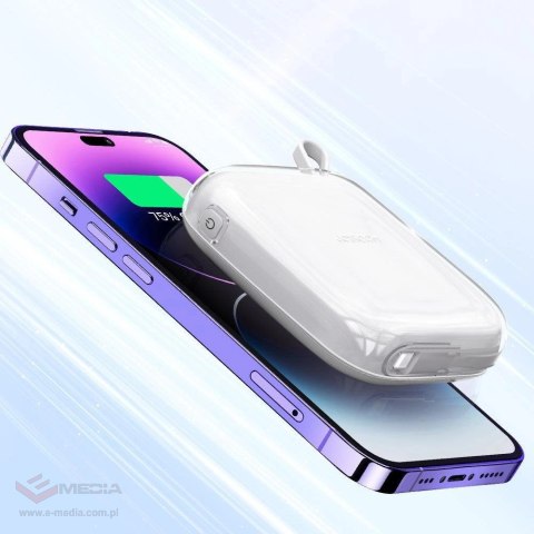 Joyroom powerbank 10000mAh Jelly Series 22.5W z wbudowanym kablem Lightning biały (JR-L003)