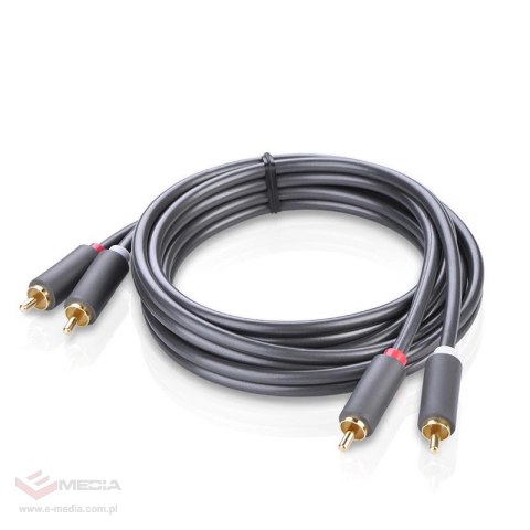 Kabel Ugreen AV104 10518 audio 2RCA (męski) / 2RCA (męski) 2m - szary
